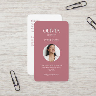 White / Dusty Pink Photo Social QR Code  Business Card