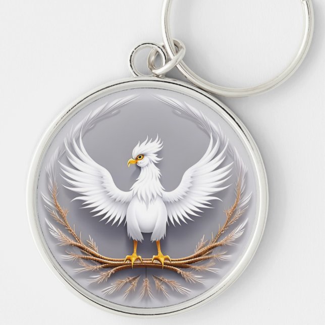 White Eagle in Flight Key Ring (Front)