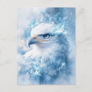 White Eagle with Blue Eye and Ethereal Glow Postcard