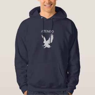 White eagle with white ATENEO on navy blue hoodie