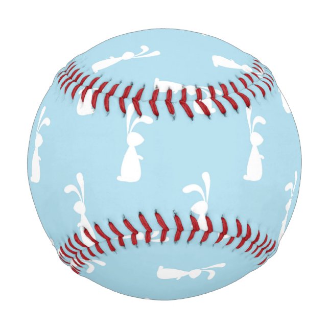 White Easter Bunny Rabbit Ears Pastel Blue Spring Baseball (Front)