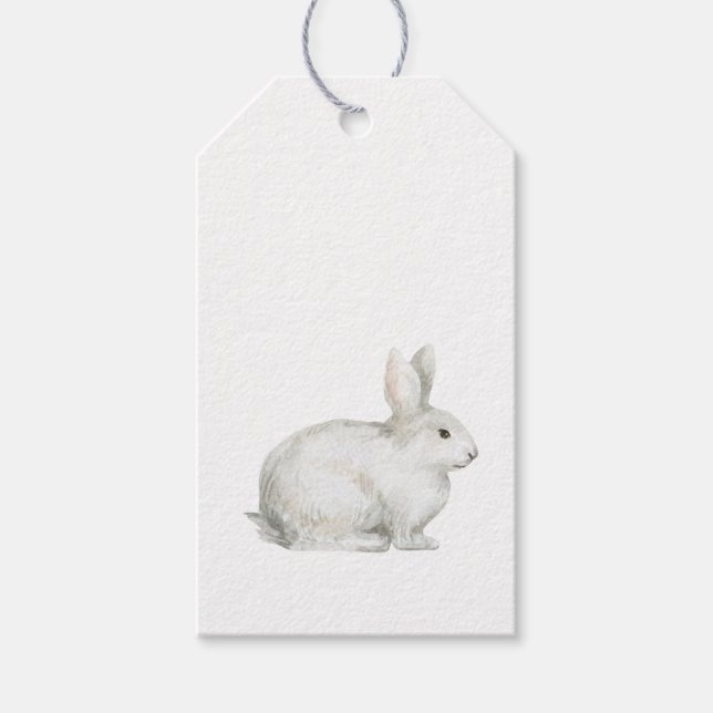 White Easter Bunny Rabbit Gift Tags (Front)