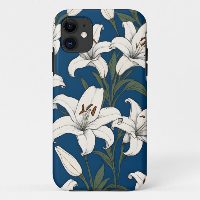 White easter lilies pattern Case-Mate iPhone case (Back)