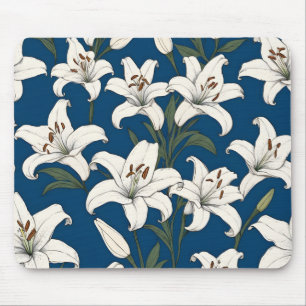White easter lilies pattern mouse mat