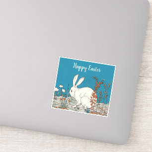 White Easter Rabbit Sitting in Orange White Flower