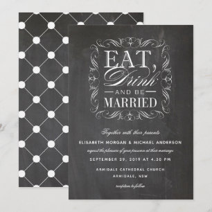 White eat drink and be married wedding invitation