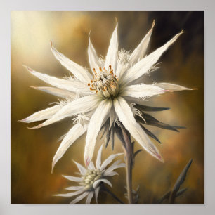 White Edelweiss Flower Art Print Poster