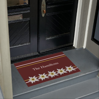 White Edelweiss On Red Doormat