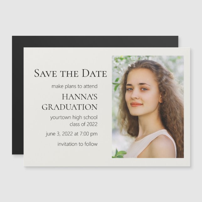 White Editable Colour Photo Graduation  (Front/Back)