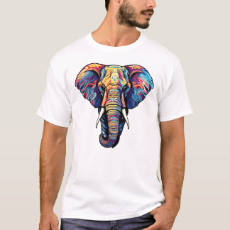 White Editable Man T-Shirt With Elephant