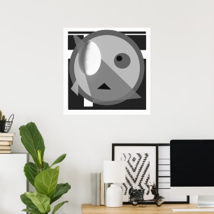White Egg Modern Bauhaus Design Black White Poster