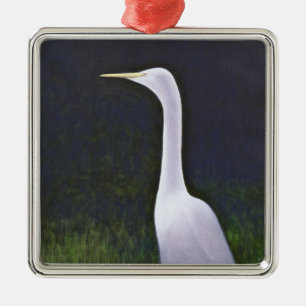 White Egret Metal Tree Decoration