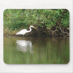 White Egret Mouse Mat