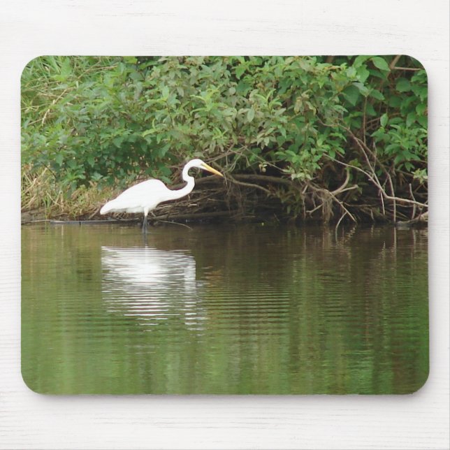 White Egret Mouse Mat (Front)