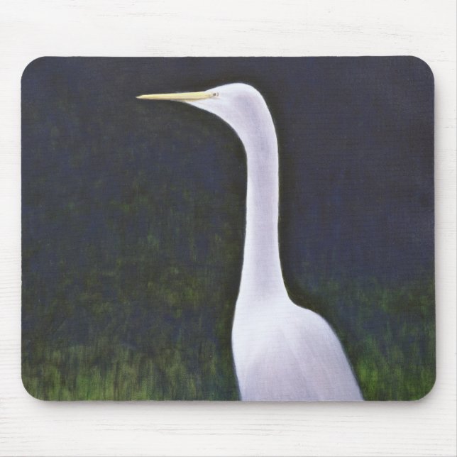 White Egret Mouse Mat (Front)