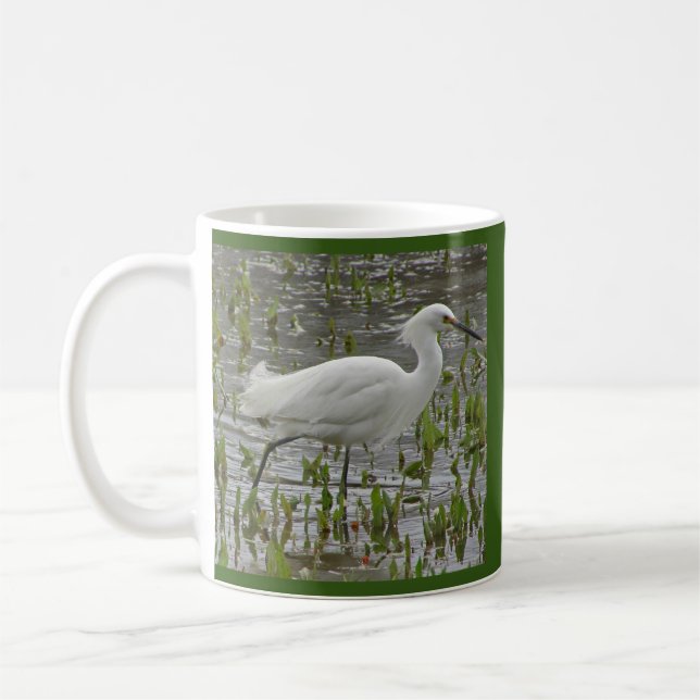 White Egret Photo Nature Theme Elegant Wading Bird Coffee Mug (Left)