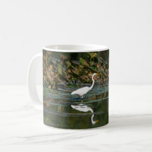 White Egret Reflection Coffee Mug