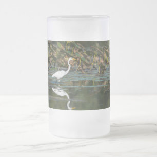 White Egret Reflection Frosted Mug