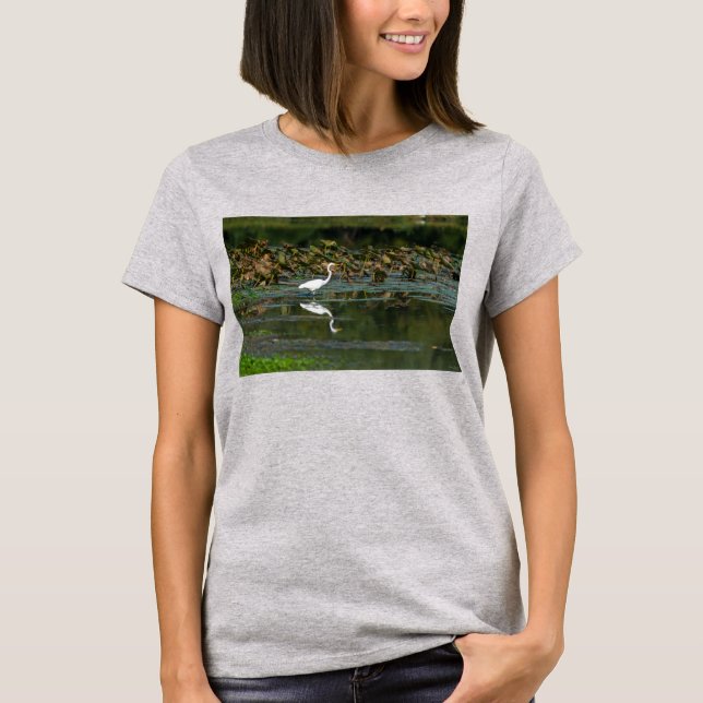 White Egret Reflection T-Shirt (Front)