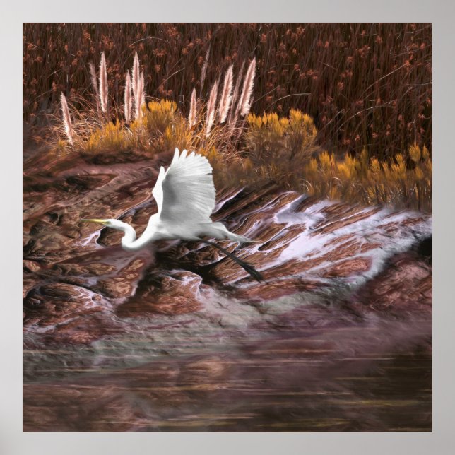 White Egret THE LAKE IS LIFE Poster (Front)