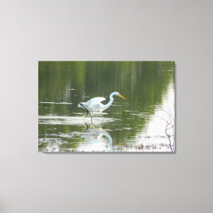 White Egret Wings Wrapped Canvas Print