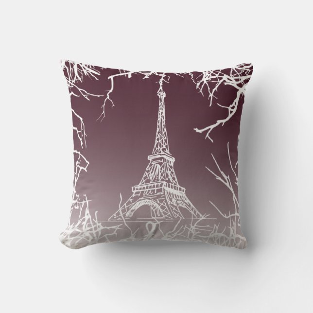 White Eiffel Tower Cushion (Front)