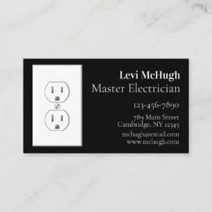 White Electrical Outlet on Black Business Card