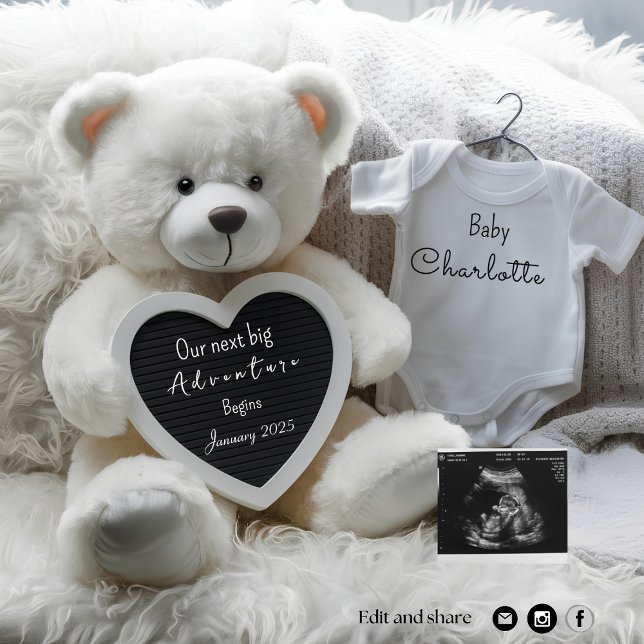 white elegant bear plushie pregnancy announcement  (Creator Uploaded)