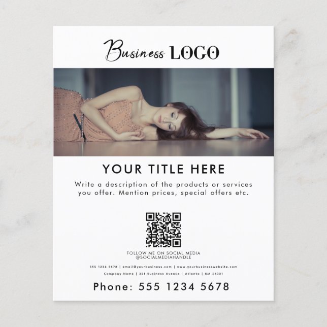 White Elegant Business Promotional Simple Photo Flyer (Front)