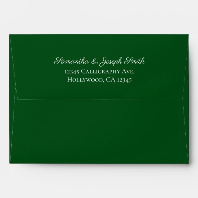 White Elegant Calligraphy Emerald Green Envelope (Back (Top Flap))