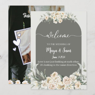 White elegant classic photo wedding invitation
