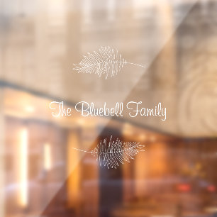 White Elegant Family Name Botanical Leaf Sticker