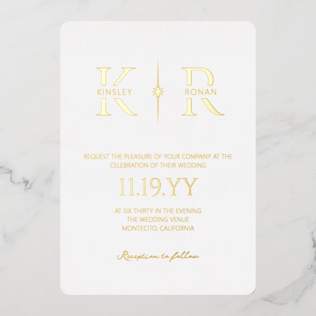 White Elegant Flare Monogram Wedding (Front)