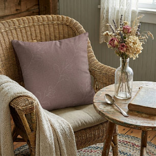 White Elegant Floral Modern Wool Mauve Cushion