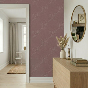 White Elegant Floral Modern Wool Mauve Wallpaper