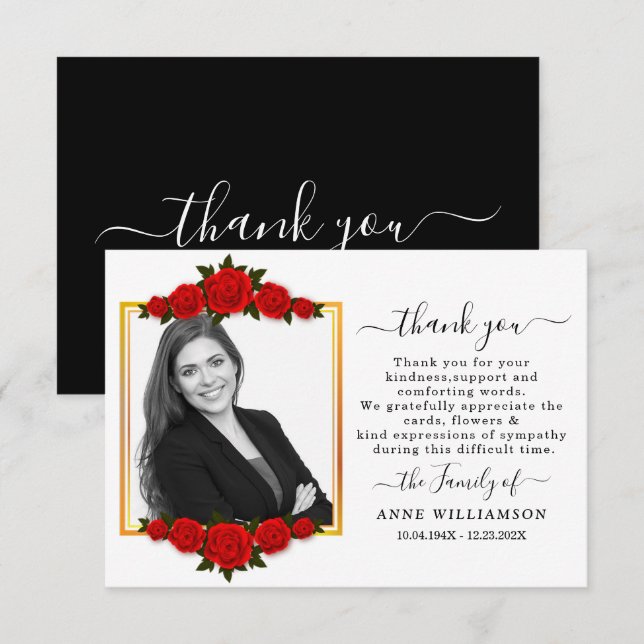 White Elegant Funeral Thank You Card (Front/Back)
