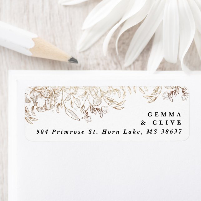White Elegant Hand Drawn Botanical Wedding Address (Insitu)
