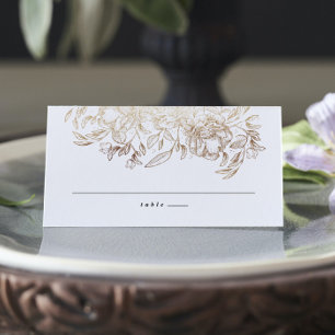 White Elegant Hand Drawn Botanical Wedding Escort Place Card