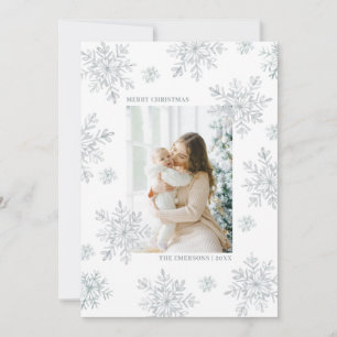 White Elegant Merry Christmas Snowflake Card