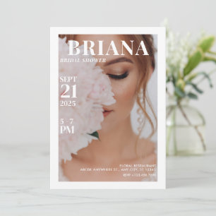 White Elegant Minimalist Photo Bridal Shower Invitation