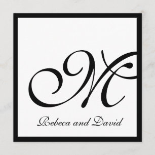 White Elegant Monogram Wedding Invites