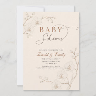 White Elegant Orchid Bloom Floral Baby Shower Invitation