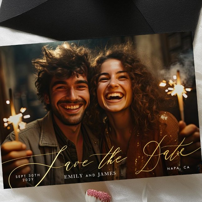 White Elegant Photo The Wedding Gold Save The Date (Creator Uploaded)