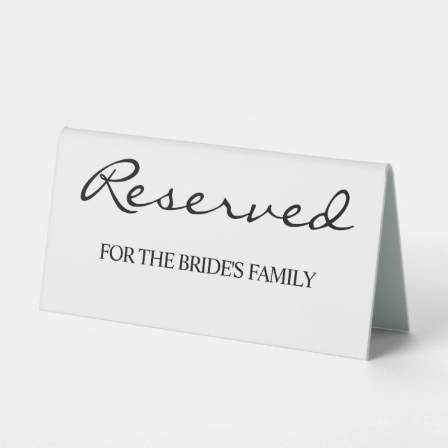 White Elegant Script Wedding Reserved  (Front)