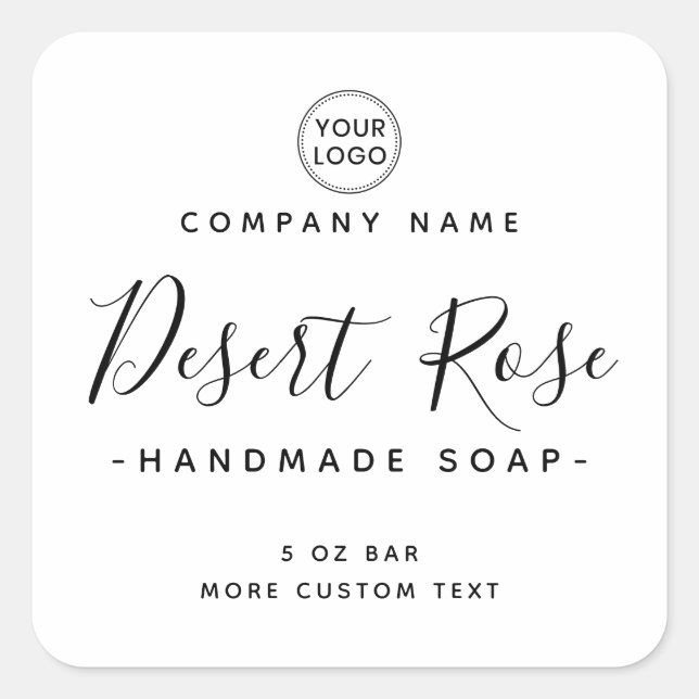 White elegant square product labels (Front)