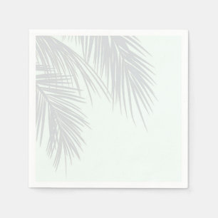 White Elegant Tropical Palm Tree Leaves Wedding Napkin