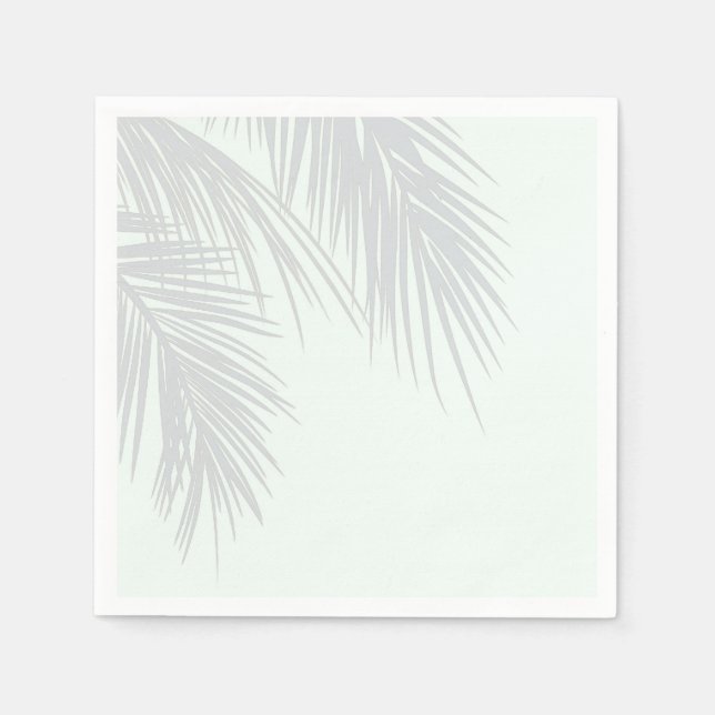 White Elegant Tropical Palm Tree Leaves Wedding Napkin (Front)
