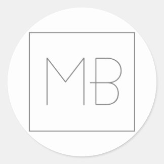 White Elegant Unique Monogrammed Classic Round Sticker