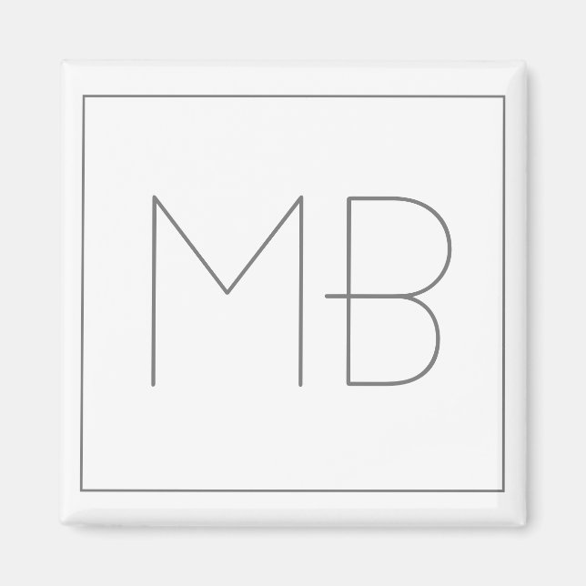 White Elegant Unique Monogrammed Magnet (Front)