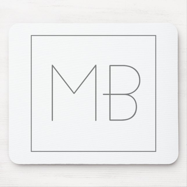 White Elegant Unique Monogrammed Mouse Mat (Front)